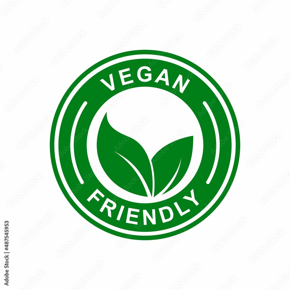Vegan friendly badge vector logo template. Suitable for product label Vegan friendly badge vector logo template. Suitable for product label