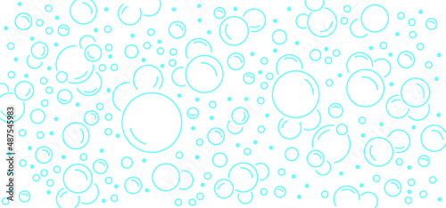 Blue sparkling water background. Water drops. Cartoon bath soap with lather silhouette. Soap with foam and bubbles. Clean water Vector icon or symbol. 