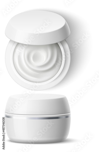 Cream jar mockup. Realistic plastic cosmetic package