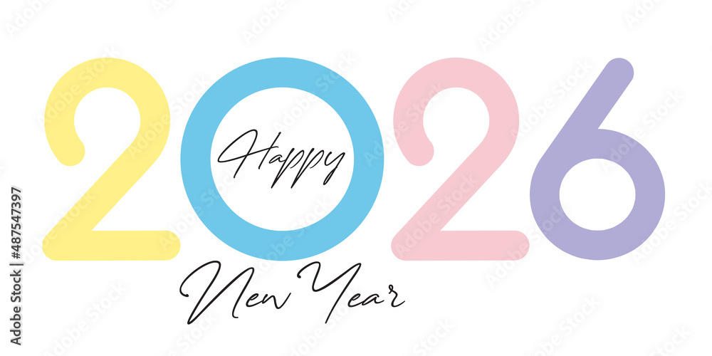 Obraz premium 2026 Happy New Year in golden design, Holiday greeting card design