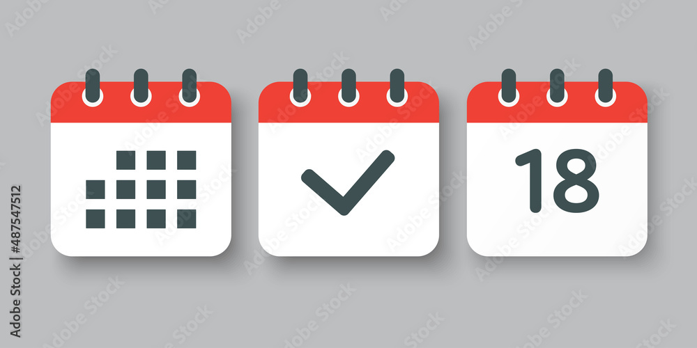 Vector icon page calendar number 18, done, agenda Vector icon page calendar number 18, done, agenda