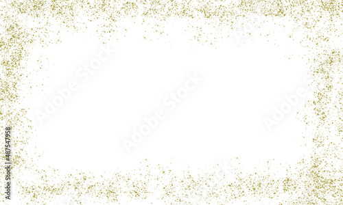 Shining gold glitter frame with sparkles. Bright glowing metallic border. Abstract template for different design. Vector.
