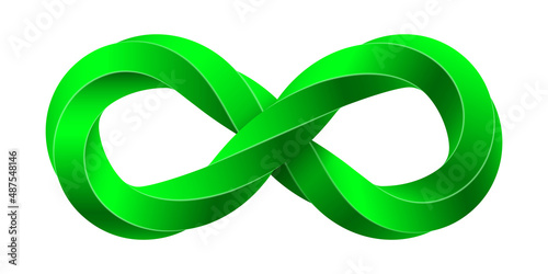 Infinity sign made of twisted pentagonal rod. Mobius strip symbol. Vector isolated illustration.