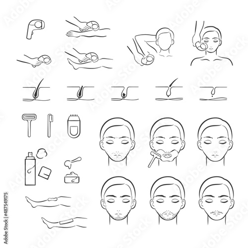 脱毛　エステ　施術　イラスト　セット