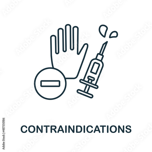 Contraindications icon. Line element from vaccination collection. Linear Contraindications icon sign for web design, infographics and more. photo