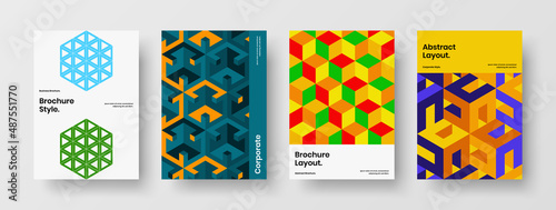 Abstract mosaic pattern banner concept collection. Unique pamphlet vector design illustration bundle.