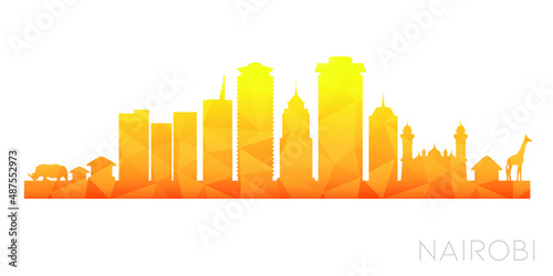 Nairobi, Kenya Low Poly Skyline Clip Art City Design. Geometric Polygon Graphic Horizon Icon. Vector Illustration Symbol.