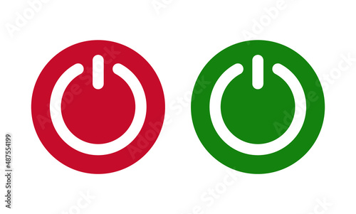 On and Off Toggle Buttons, vector Illustration. Color red and green switch icon.