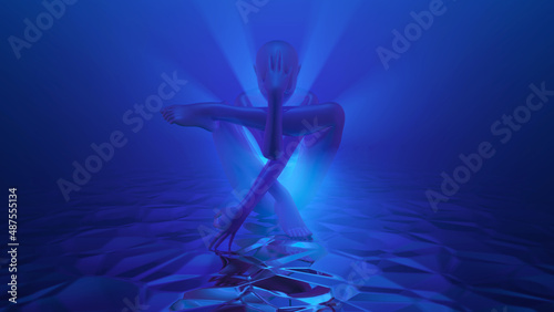 3d illustration of the sacred yoga of inner light cognition photo