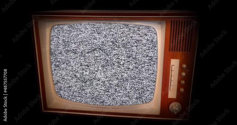 Old Retro TV - Static tv black and white noise caused by bad signal reception