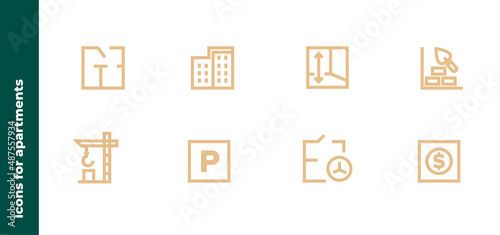 Set of simple icons about residential complex