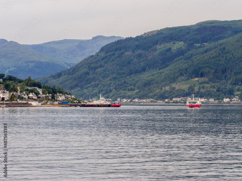 Ferries waiting to cross the water from Dunoon to Glasgox, Dunoon, Scotland, Uk