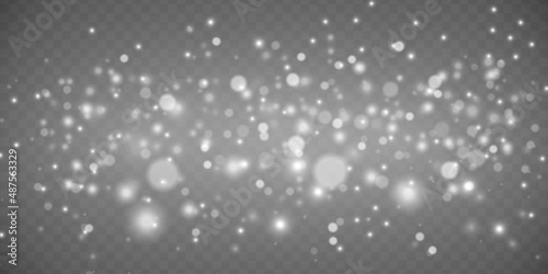 Defocused light, blurred stars bokeh, dust white