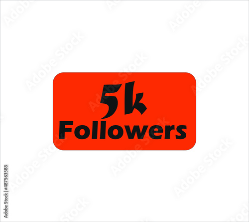 5k followers Orange vector, icon, stamp, logo illustration