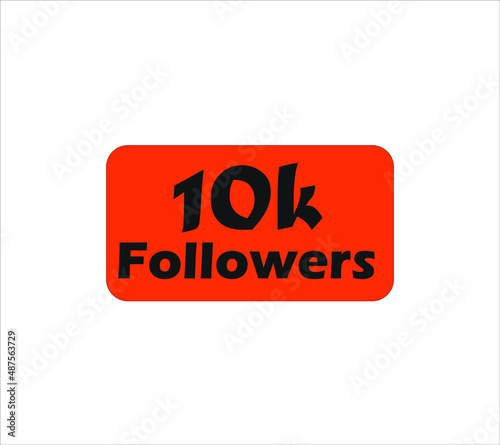 10k followers Orange vector, icon, stamp, logo illustration