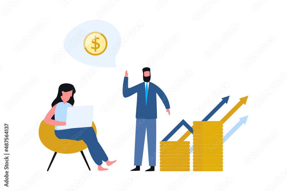 Businessman and bank, banker and his capital for web page, banner, presentation, social media, documents, cards, posters. Vector illustration strategy, planning, market research, finance, investment Businessman and bank, banker and his capital for web page, banner, presentation, social media, documents, cards, posters. Vector illustration strategy, planning, market research, finance, investment