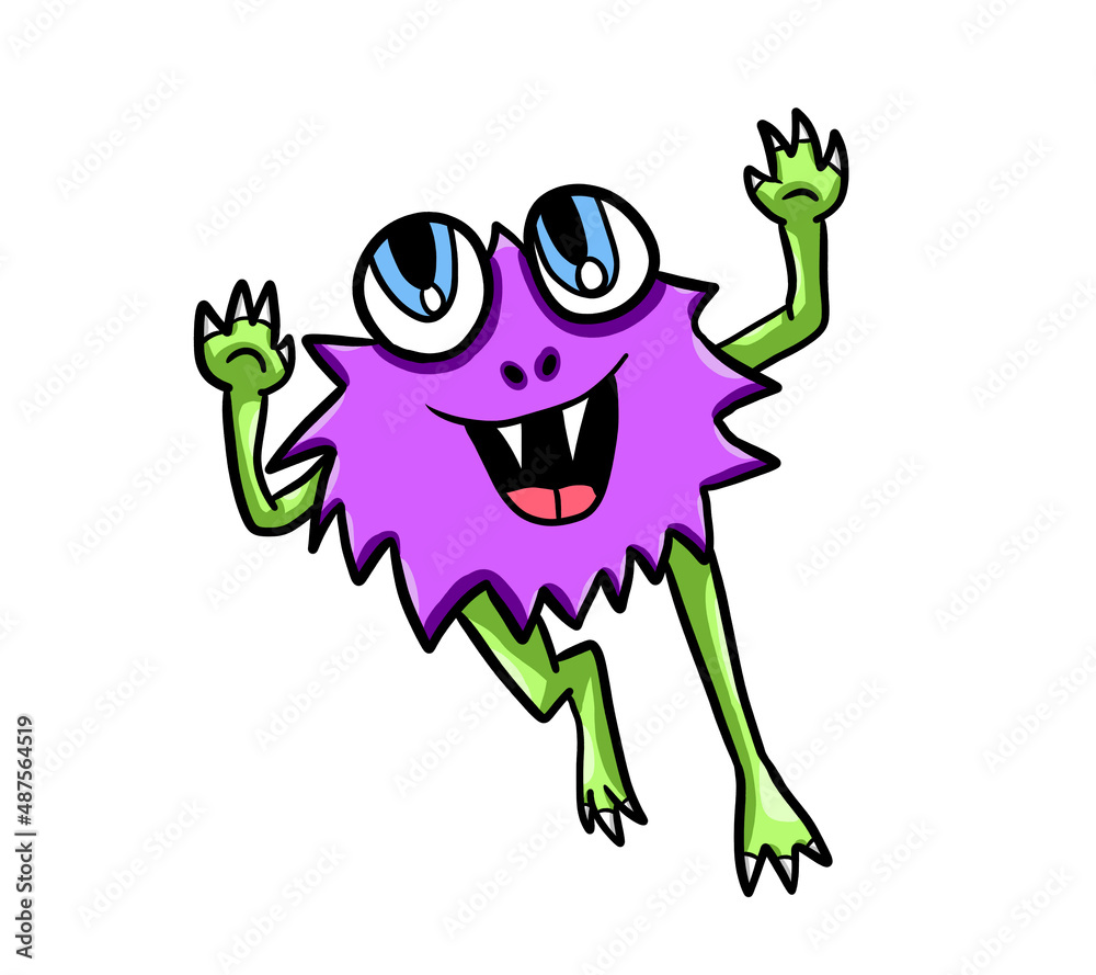 Fototapeta premium Stylized Funny Purple Monster