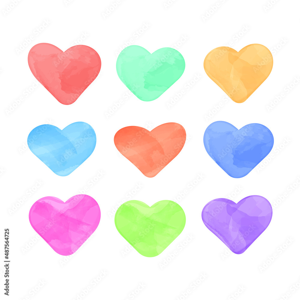 Watercolor heart print. Cute vector illustration love, feelings, emotions