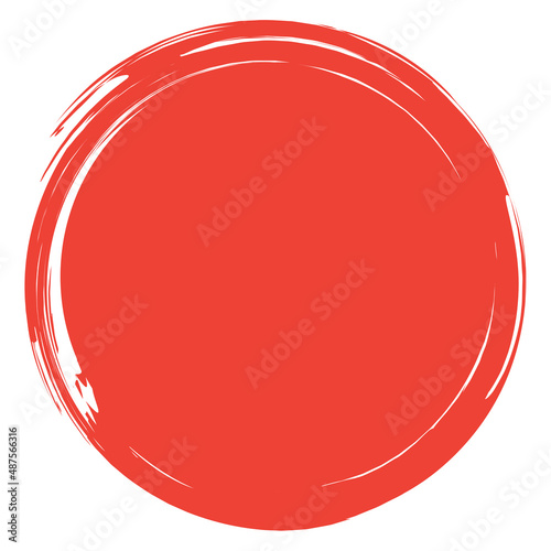 Circle brush stroke vector isolated on white background. Red enso zen circle brush stroke. For stamp, seal, ink and paintbrush design template. Grunge hand drawn circle shape, vector illustration