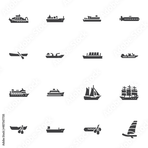Ship and boat vector icons set