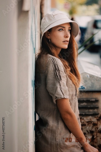 portrait of a woman in hat in greece athen 
