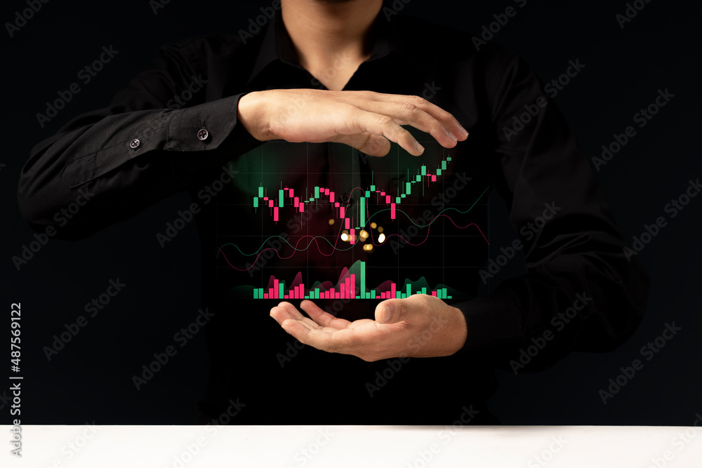 young investor or business man with graphic global network connection and graph chart of stock market investment trading