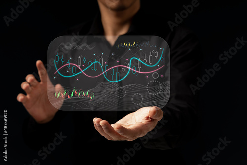 young investor or business man with graphic global network connection and graph chart of stock market investment trading