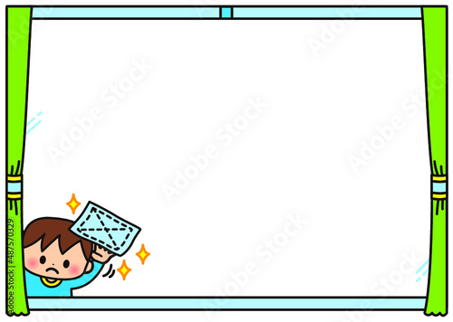 フレーム,掃除,大掃除,子供,小学生,幼稚園,保育園,小学校,窓拭き,清掃,かわいい,保育,園児,幼児,児童,雑巾がけ,窓掃除,雑巾,日常清掃,施設内清掃,可愛い,掃除用具,きれい,道具,窓,ぞうきん,水拭き,清掃用具,用具,大晦日,冬,綺麗,男の子,キラキラ,イラスト,メッセージ,飾り枠,ボード,看板,掲示板,保育士,お知らせ,伝言,伝言板,ゴミ,客室清掃,ハウスキーパー,フキダシ,注目