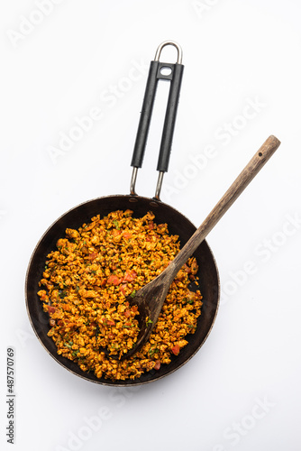 Egg bhurji, also known as Masala Anda Bhurji, is a scrambled eggs dish from India photo