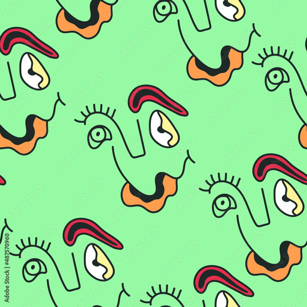 Seamless abstract unusual pattern with repeat creature faces Seamless abstract unusual pattern with repeat creature faces