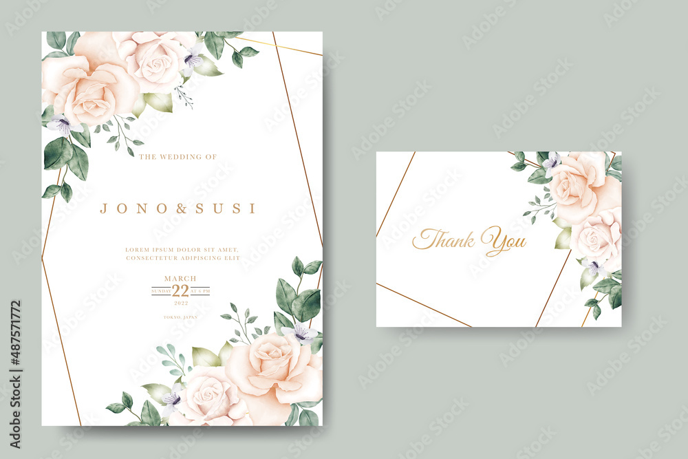 elegant floral watercolor wedding invitation card