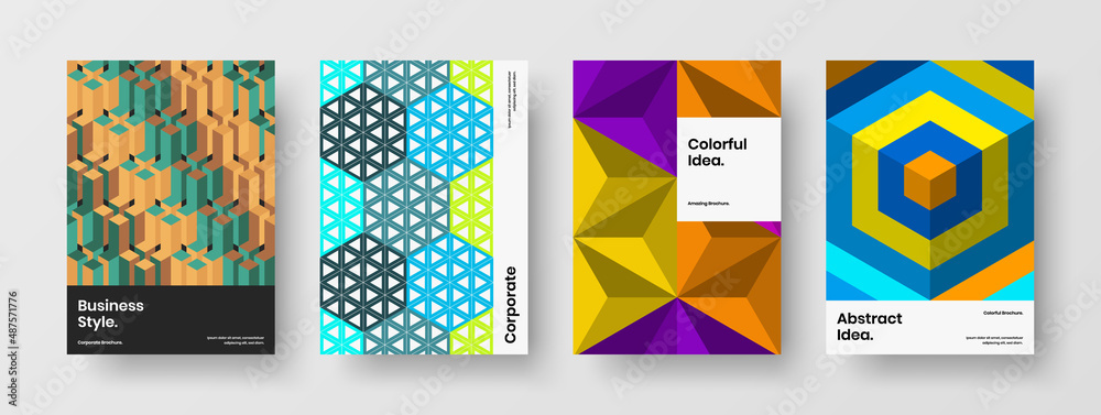 Trendy mosaic pattern banner illustration composition. Modern annual report vector design concept bundle.