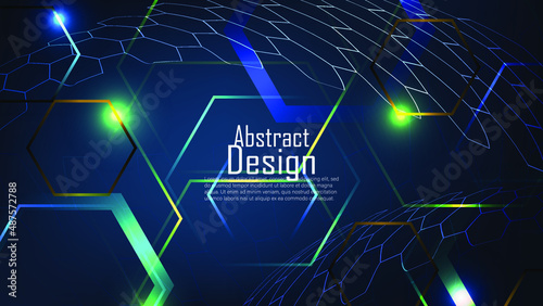 abstract hexagon shapes on dark background. technology structure. vector illustration
