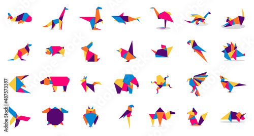 Animal origami collection. Animal origami vector. Abstract animals logo design. Animal origami. Vector illustration photo