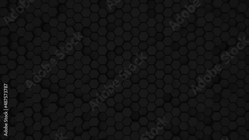 Wallpaper Mural Abstract Hexagon Geometric Surface Loop 5 Black: dark minimal hexagonal grid pattern animation in deep midnight black. Clean background with glossy black hexagon shapes. Space grey. Dramatic feel Torontodigital.ca