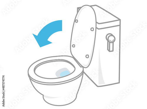 トイレの蓋を閉めて流すことを推奨するイラスト　感染症対策