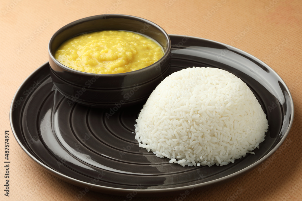 plain yellow toor daal and rice traditional Indian food plain yellow toor daal and rice traditional Indian food