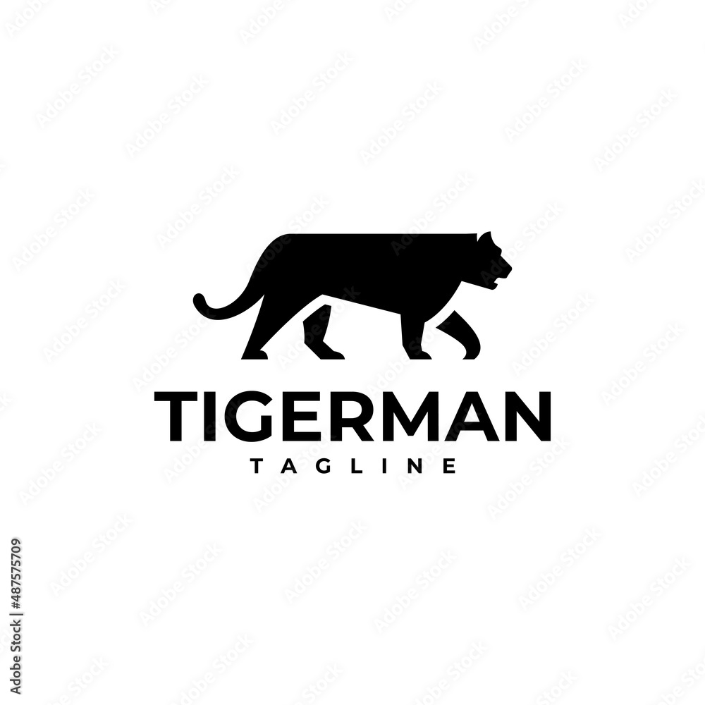 illustration vector graphic template of tiger silhouette logo