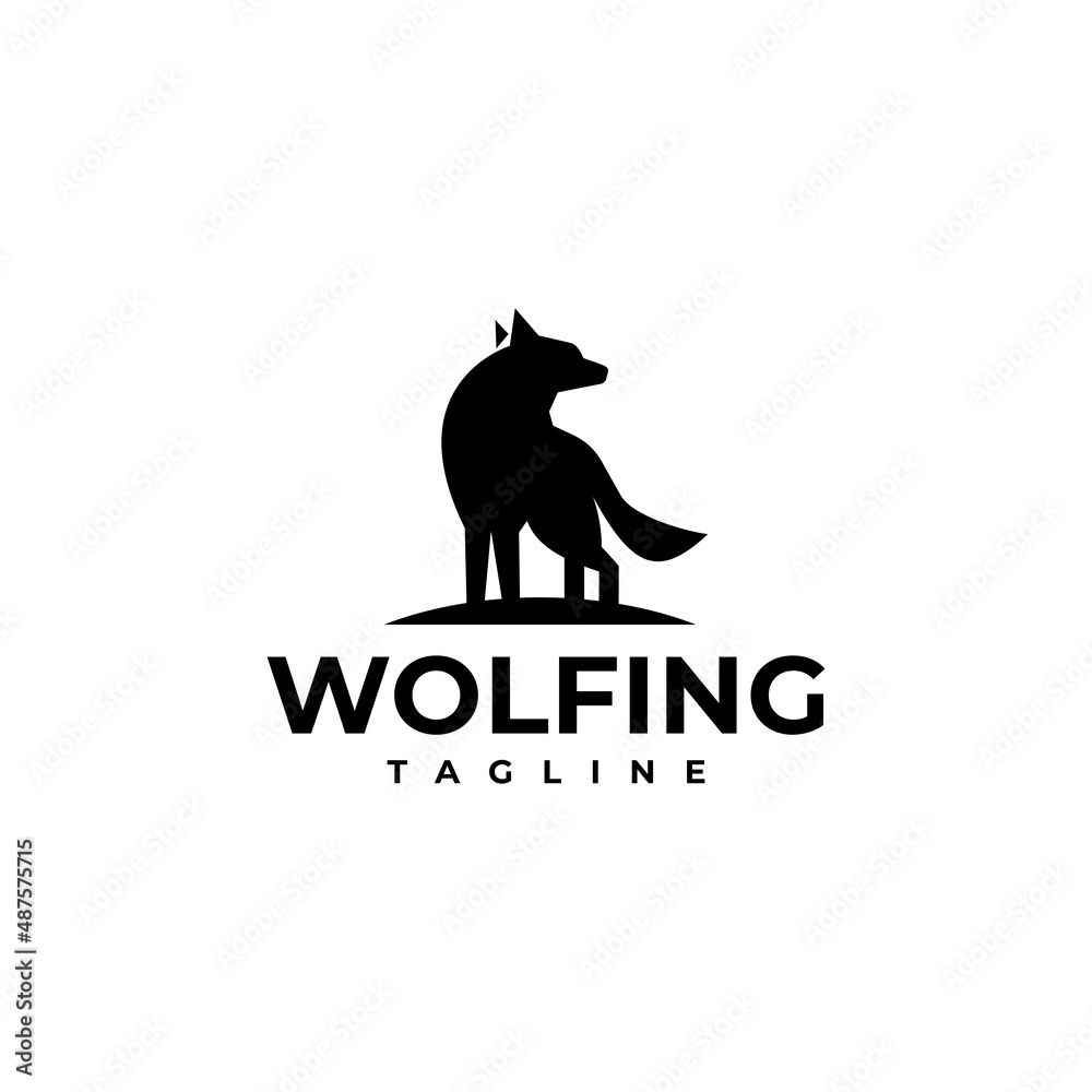 illustration vector graphic template of wolfing silhouette logo