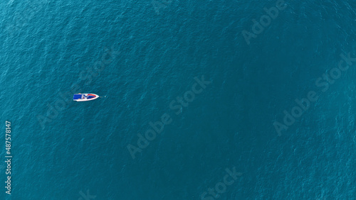 Speedboat anchored at sea. Turkey. Antalya.
