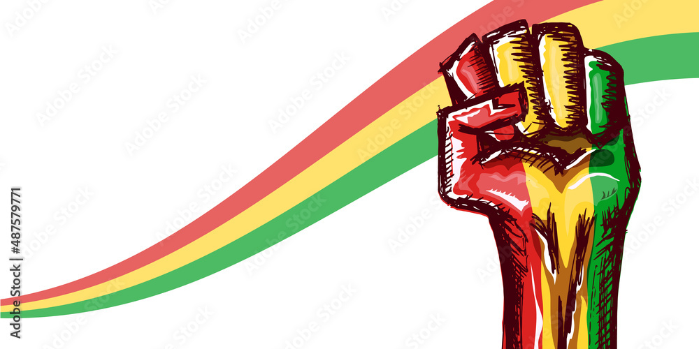 Black history month horizontal banner with protest raised fist colored ...