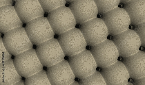 Upholstery background. Leather pattern in dotwork style. Background with bumps. Pointillism graphic. Dot stipple design. 3D vector illustration for banner, flyer, poster, cover or brochure.
