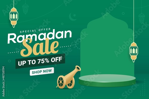 Ramadan sale banner discount template design for business promotion. Ramadan kareem islamic holy month