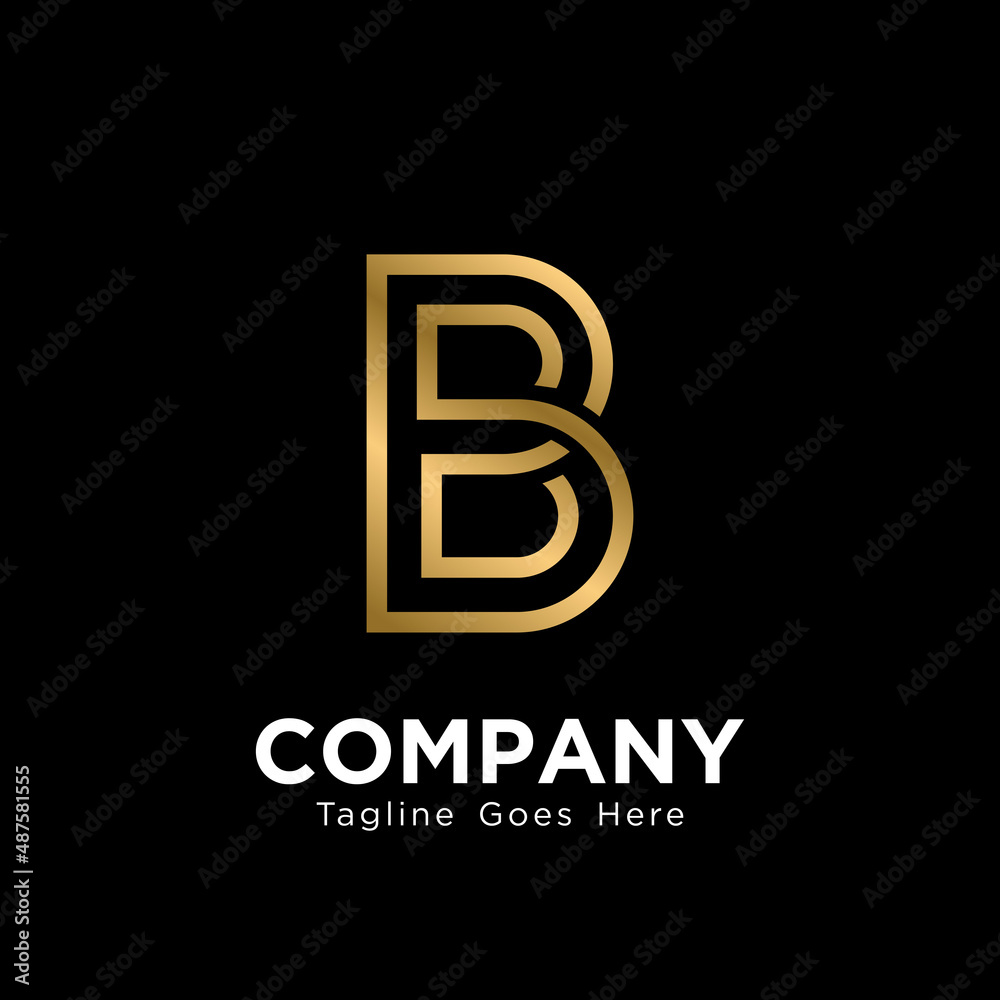 Letter B Logo Design with Golden Gradient Isolated on Black Background ...