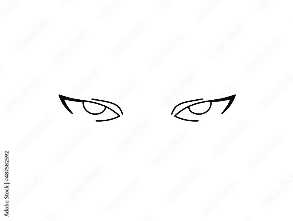 Vector isolated pair of cartoon eyes with eyelashes, cartoon colorless ...