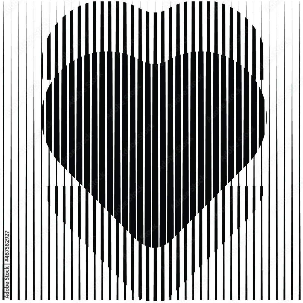 Heart Logo with lines. Hearts unusual icon Design .Black Vector stripes .Geometric shape. Heart Logo with lines. Hearts unusual icon Design .Black Vector stripes .Geometric shape.