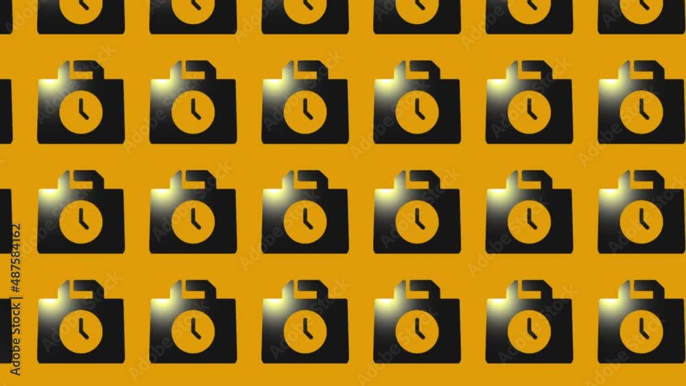 shopping bag with clock icon animation on yellow