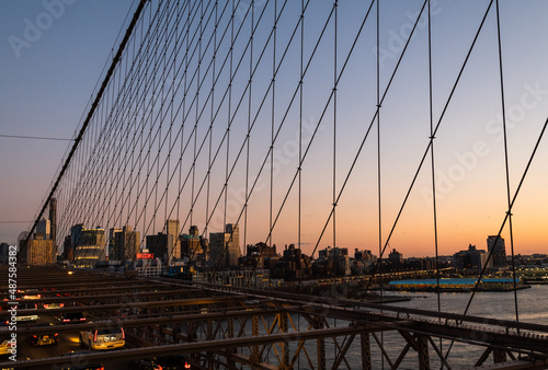 Beautiful sunset background of Brooklyn, NYC from the Brooklyn Bridge.