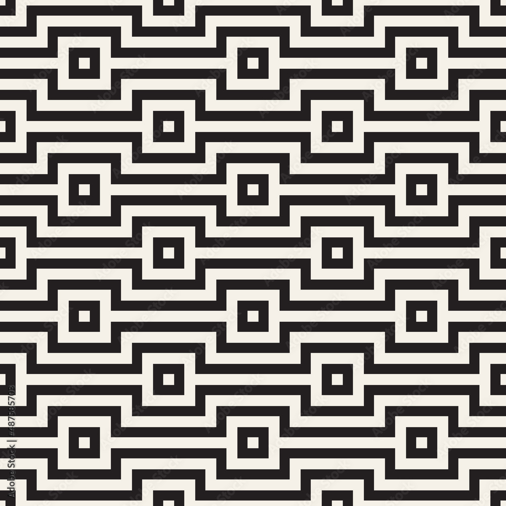 Vector seamless pattern. Repeating geometric elements. Stylish monochrome background design.