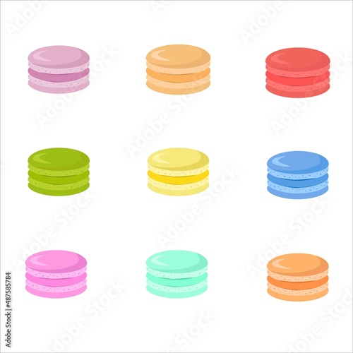 Multicolored macarons. Dessert. Sweets. vector illustration